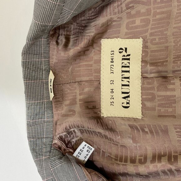JPG Gaultier 2 Black/White/Pink Plaid Cotton DB Jacket - Picture 8 of 9